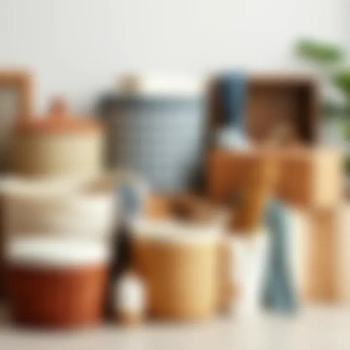 Variety of Hampers Made from Different Materials An array of hampers made from different materials, illustrating variety and choice