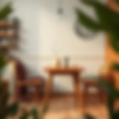 Stylish wooden small kitchen table in a cozy setting