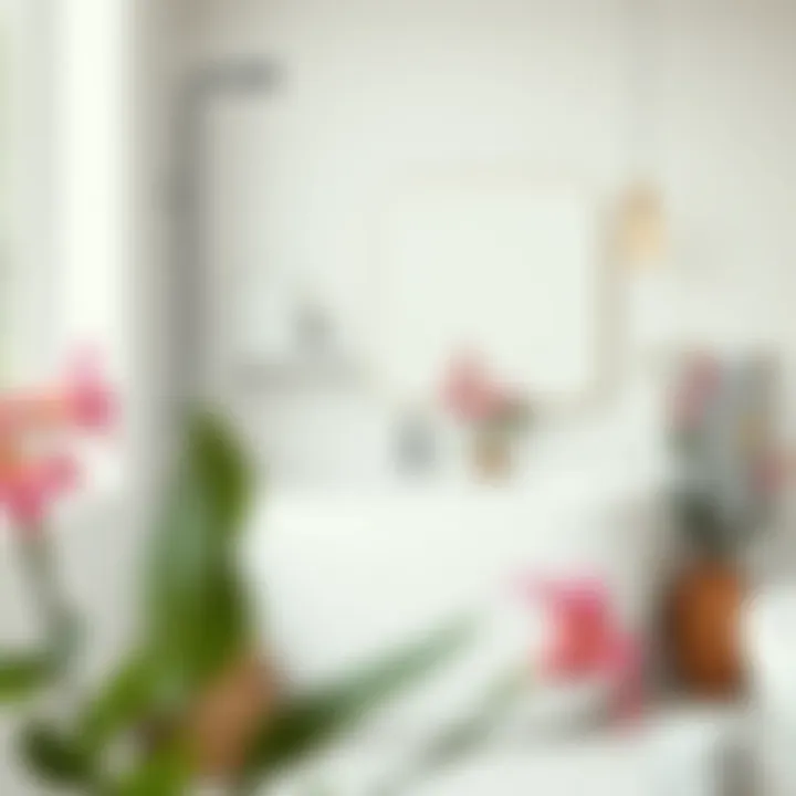 Stylish Integration of Artificial Flowers in Minimalist Design Stylish integration of artificial flowers in a minimalist bathroom design