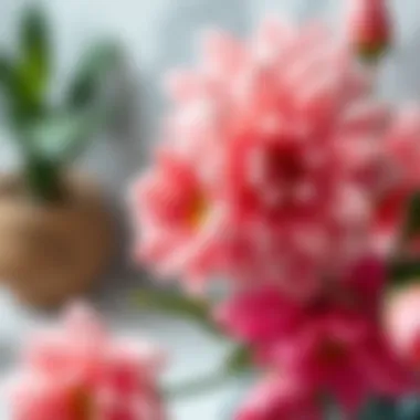 Realistic Details of Artificial Bathroom Flowers Close-up of realistic artificial flowers showcasing intricate details