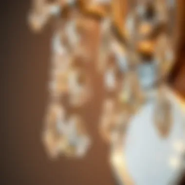 Close-up view of a crystal wall sconce showcasing intricate designs