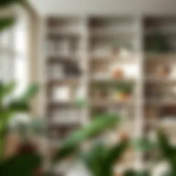 Elegant bookshelf adorned with greenery
