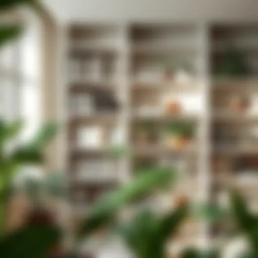 Elegant bookshelf adorned with greenery