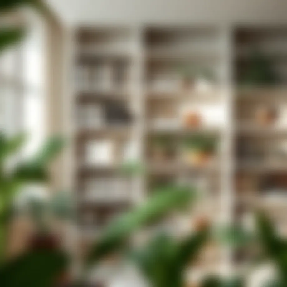 Elegant bookshelf adorned with greenery
