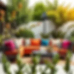 Luxurious outdoor seating arrangement showcasing vibrant cushions