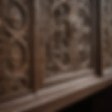 Close-up of the intricate design details on an outdoor cabinet