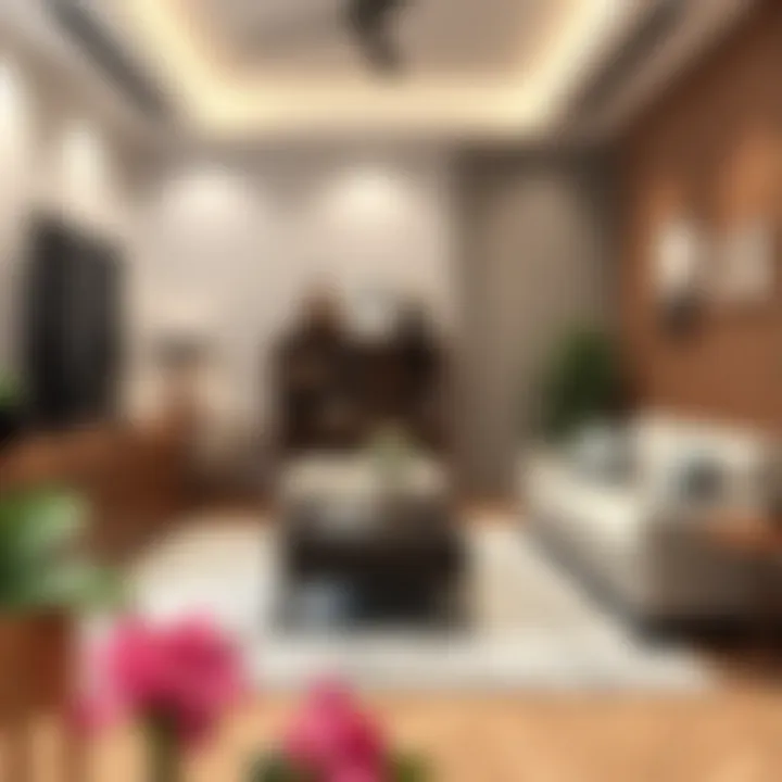 Functional furniture arrangement in a stylish bedroom