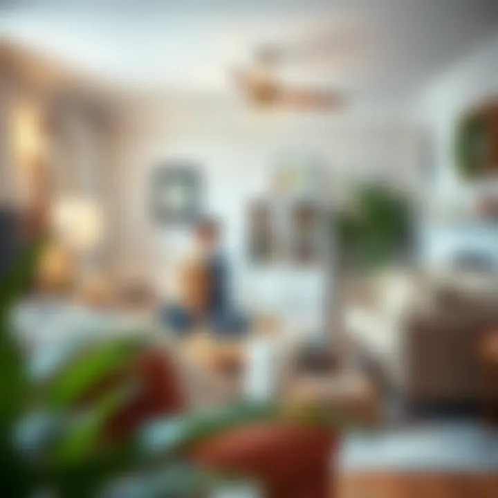 A household preparing items for donation in the living room