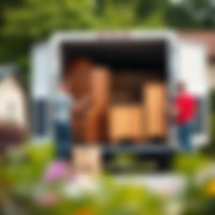 Volunteers loading donated furniture into a truck