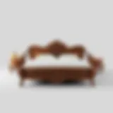 Luxurious wooden bed frame showcasing intricate craftsmanship