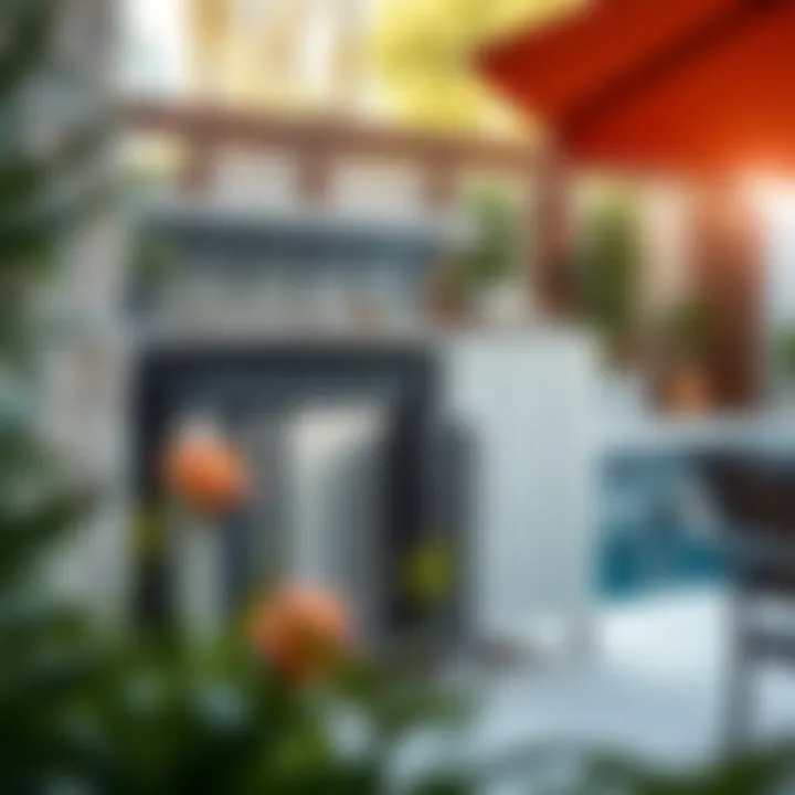 Robust Resin Cabinet for Outdoor Use Durable resin pool storage cabinet in a garden setting