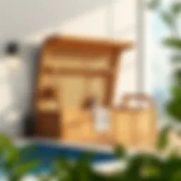 Stylish pool storage cabinet made of wood