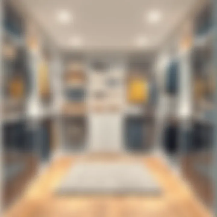 Modern walk-in closet design showcasing organization tools