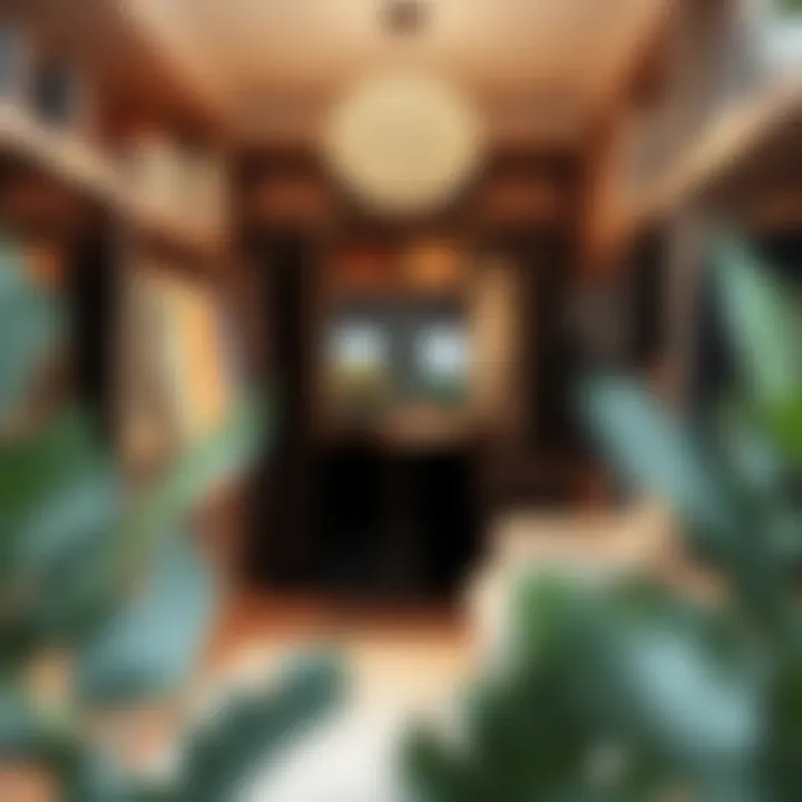 Trendy walk-in closet with stylish decor elements