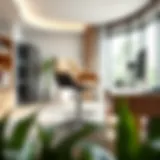 Elegant counter height swivel office chair in a modern workspace