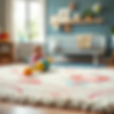 A close-up of a washable rug in a child's play area