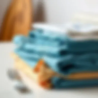 Neatly folded kitchen linens