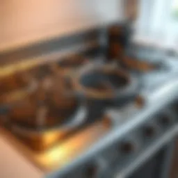 Electric stove top with various burners