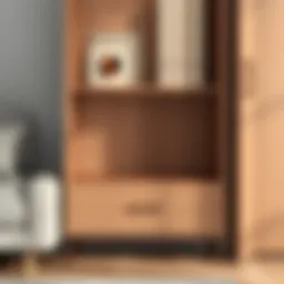 Elegant wood grain finish of a storage cabinet