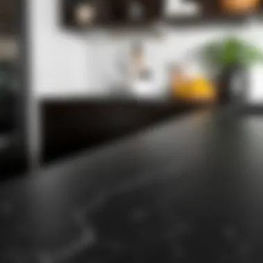 Close-up of textured black countertop surface