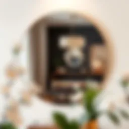 Elegant modern circle mirror reflecting stylish interior decor