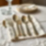 Elegant vintage flatware set displayed on a linen tablecloth