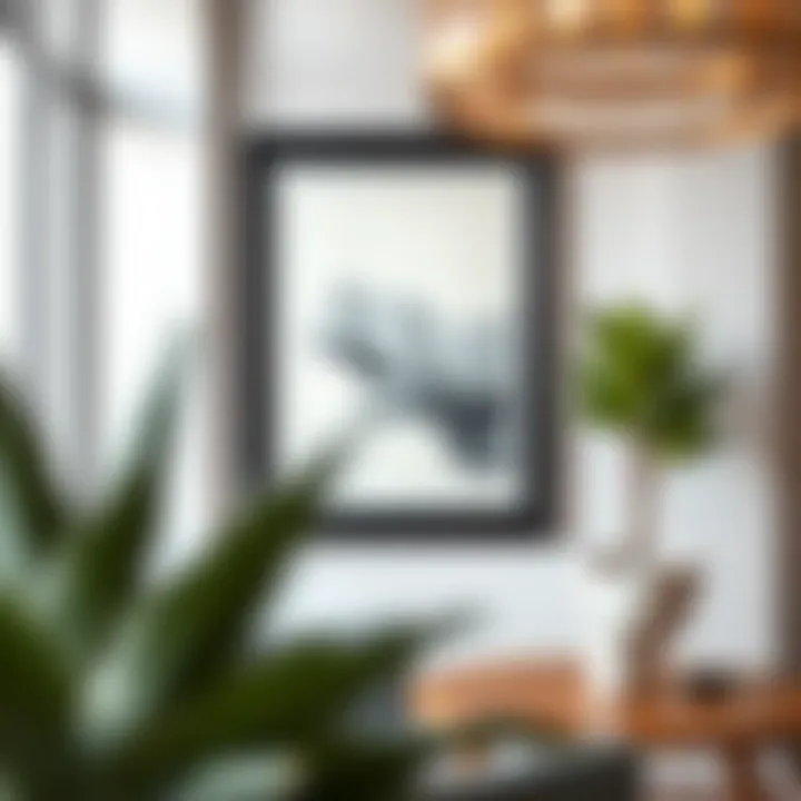 Elegant black frame showcasing artwork in a modern setting