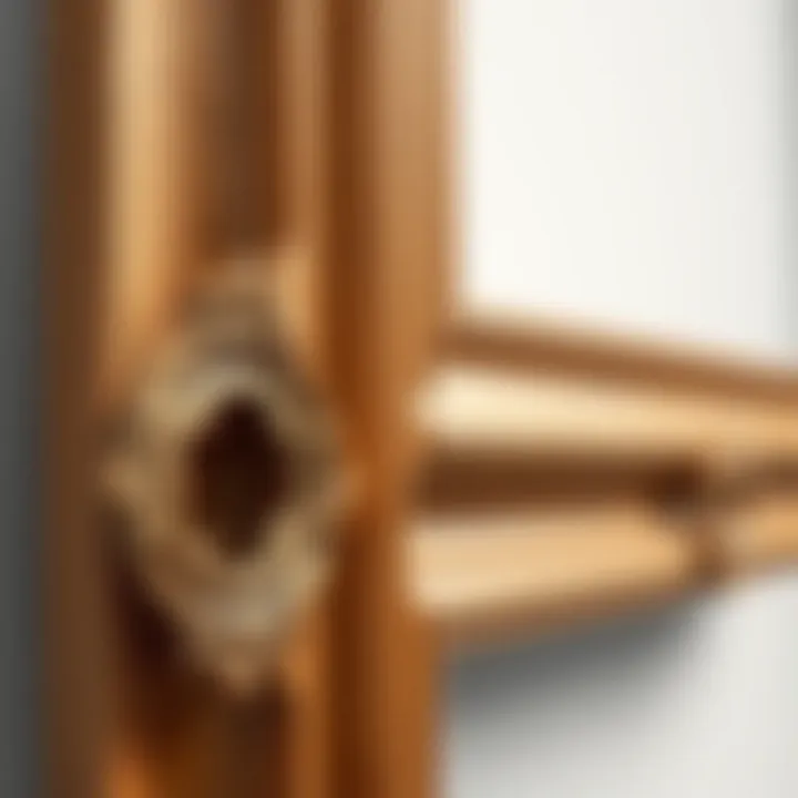 Close-up view of a wooden frame with intricate detailing