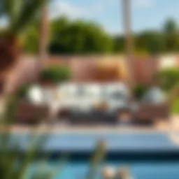 Elegant outdoor sofa set in a garden setting