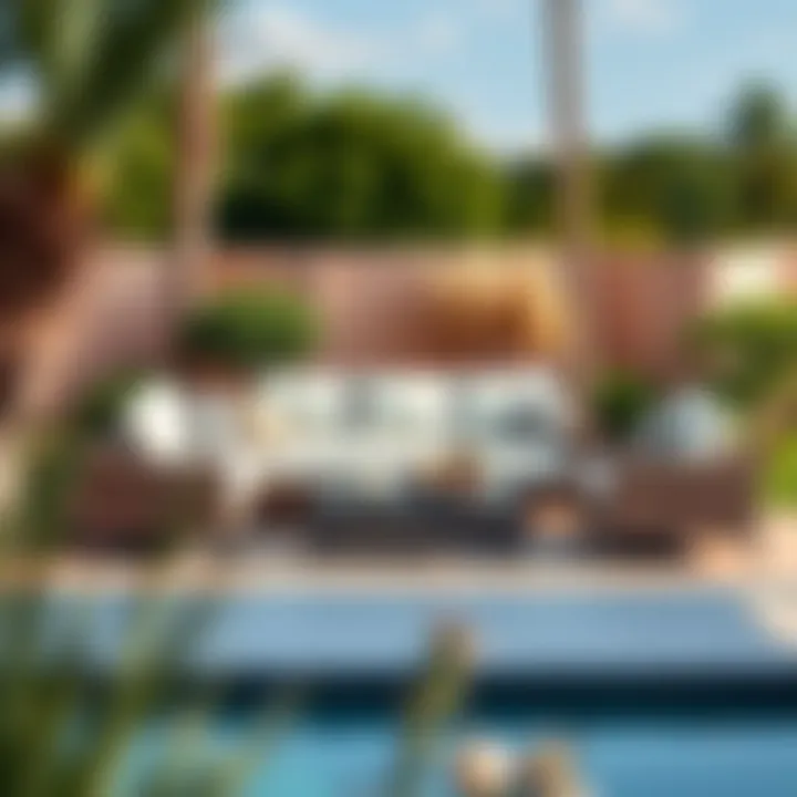 Elegant outdoor sofa set in a garden setting