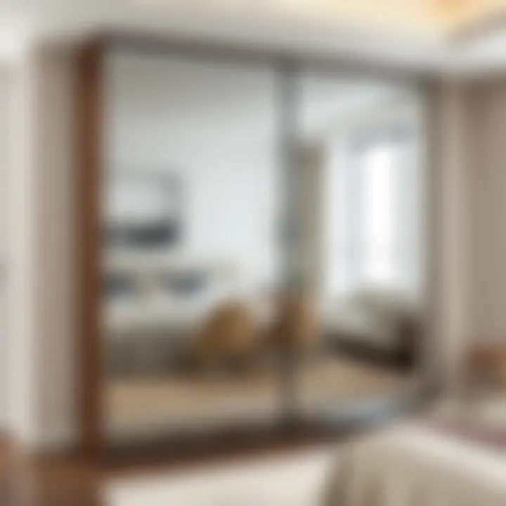 Contemporary sliding wardrobe featuring mirrored doors
