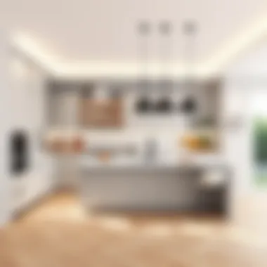 Modern kitchen design layout with 3D visualization