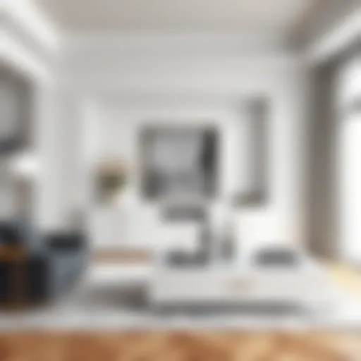 Elegant large white Chester drawers in a modern living room setting