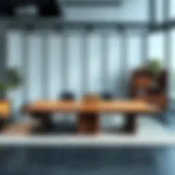 Elegant large workspace table in a modern office setting