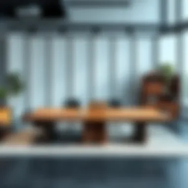 Elegant large workspace table in a modern office setting