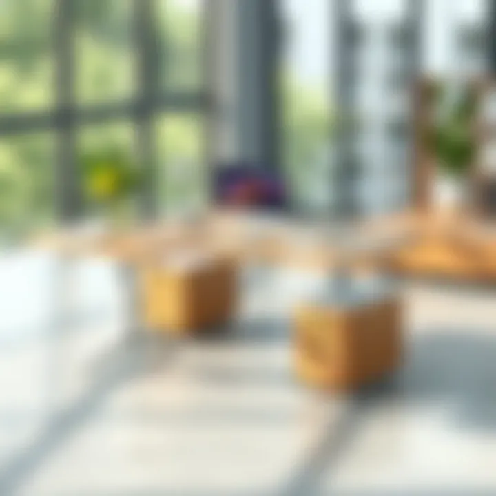 Large workspace table with ergonomic design features