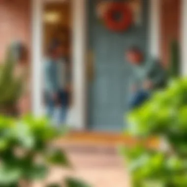 Choosing the Right Door Mat A homeowner selecting a door mat, emphasizing the decision-making process