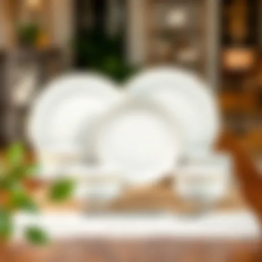 Elegant Melamine Dinnerware Set Elegant melamine dinnerware set arranged on a dining table