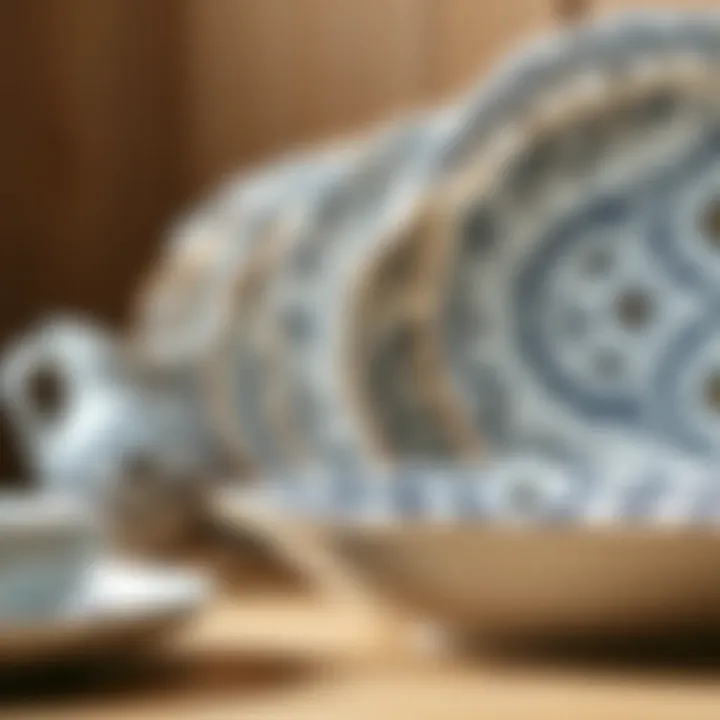 Close-up of melamine dinnerware showcasing intricate designs