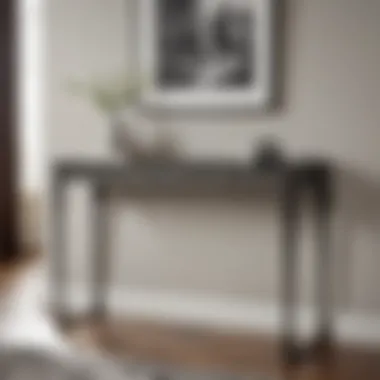 Vintage-inspired metal console table with decorative accents