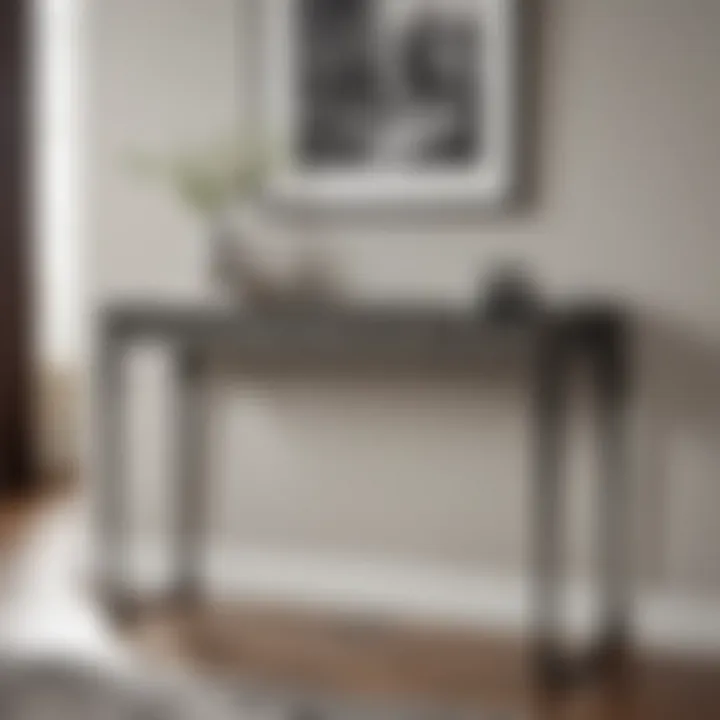 Vintage-inspired metal console table with decorative accents