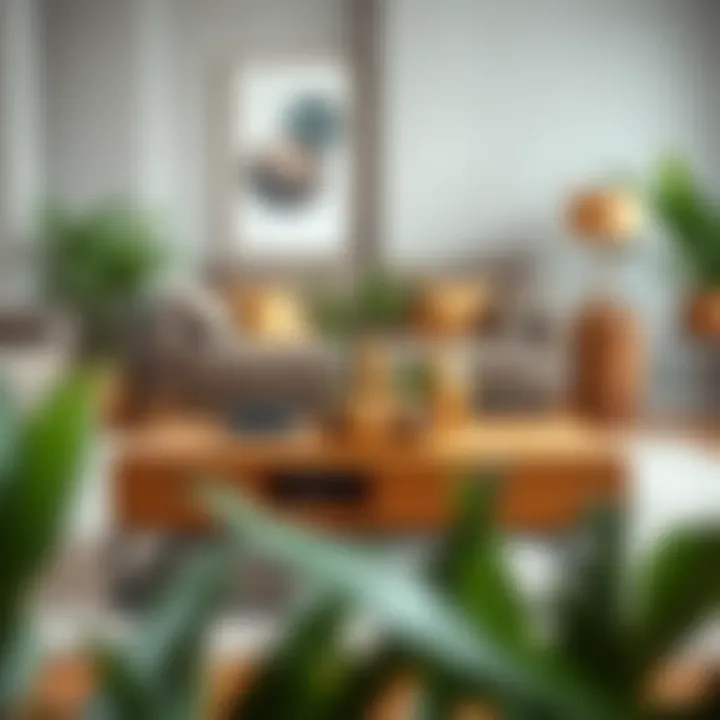 Elegant modern bamboo coffee table in a stylish living room setting