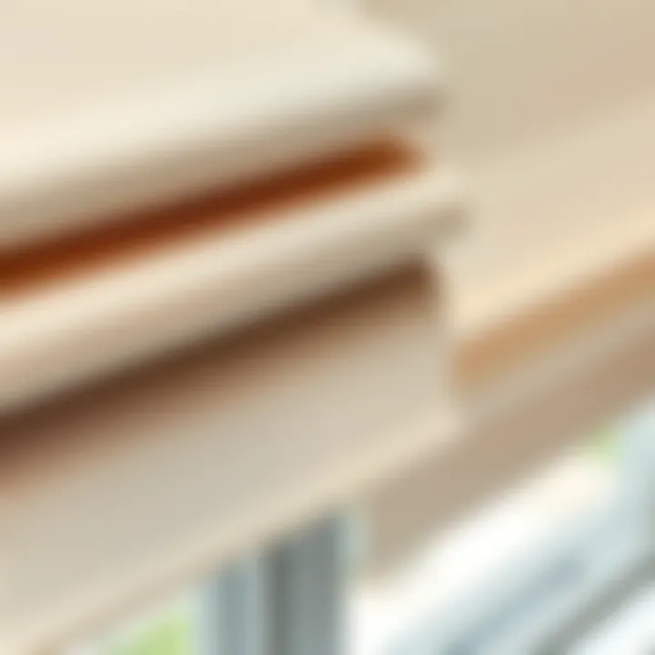 Close-up of contemporary motorized shades in various fabric textures