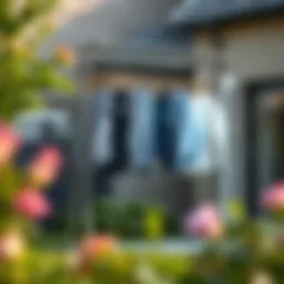 Innovative design of an outdoor drying rack showcasing space-saving features