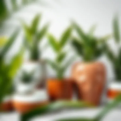 A selection of oversized ceramic planters showcasing various designs and colors.