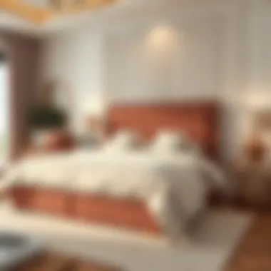 Elegantly designed queen size bed with luxurious bedding