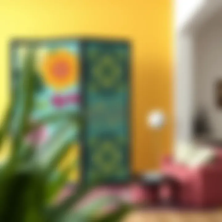 Colorful decorative room divider adding vibrancy to a space