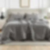 Elegant grey twin coverlet draped over a stylish bed