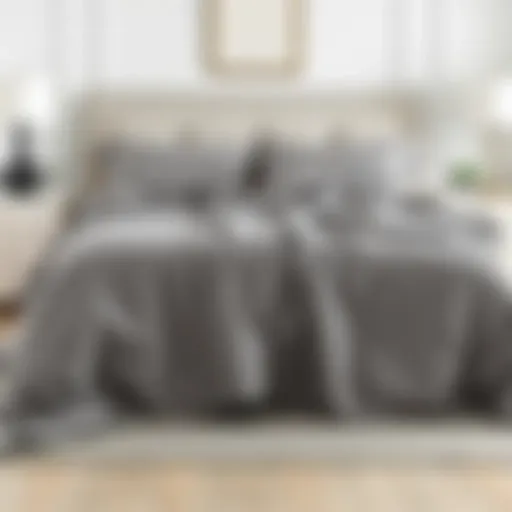 Elegant grey twin coverlet draped over a stylish bed