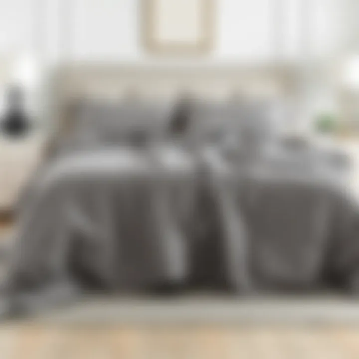 Elegant grey twin coverlet draped over a stylish bed